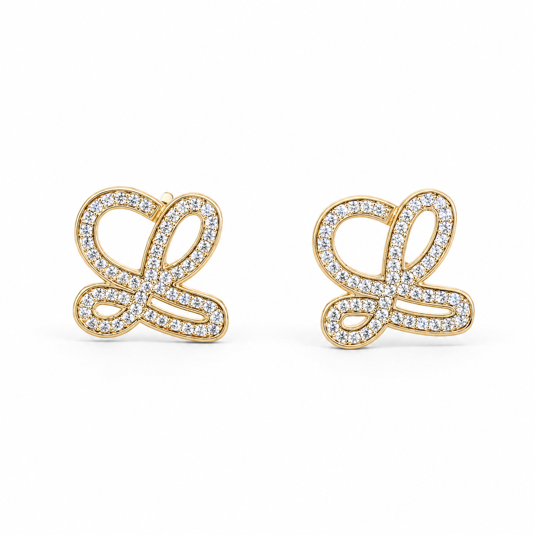Golden Infinity Butterfly Studs