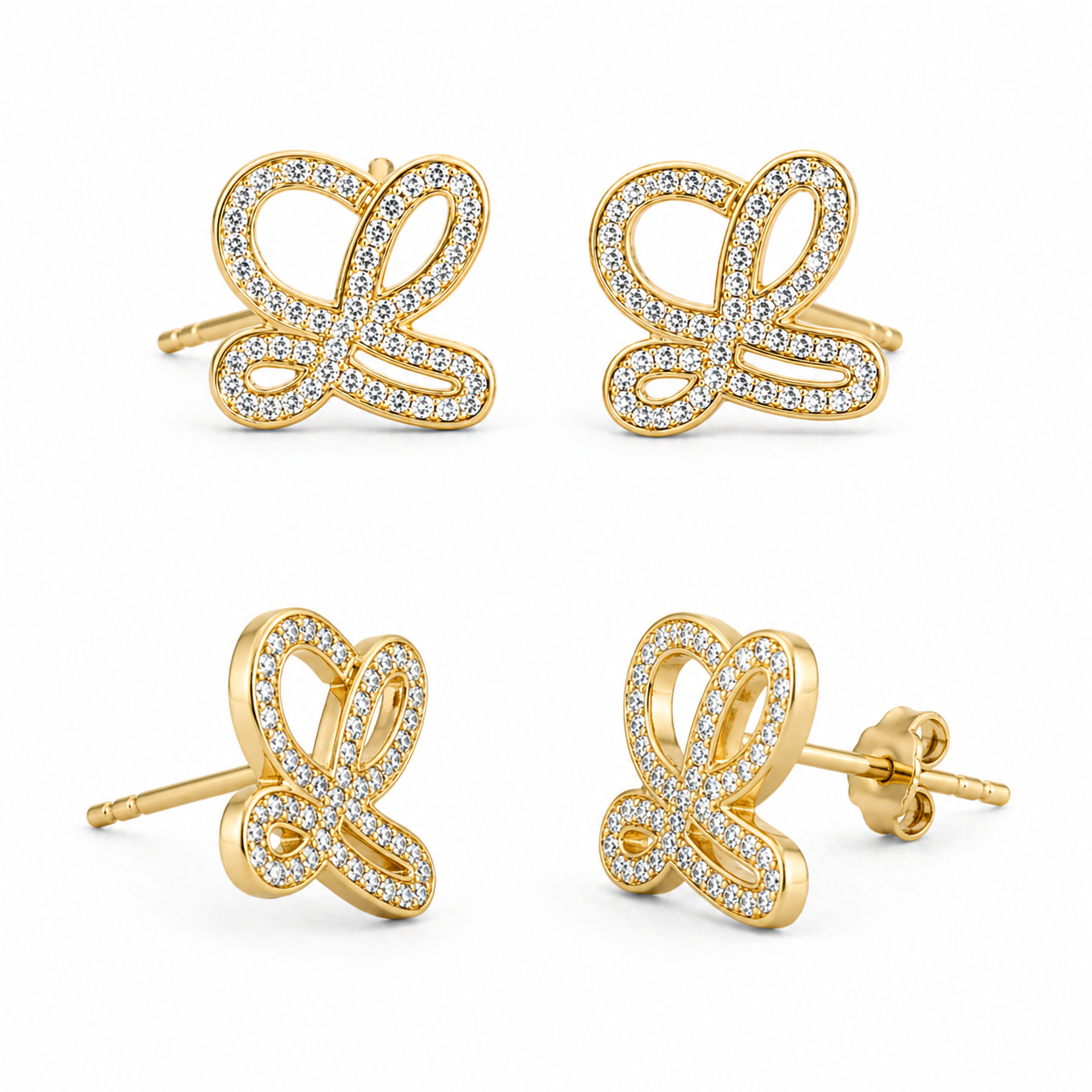 Golden Infinity Butterfly Studs
