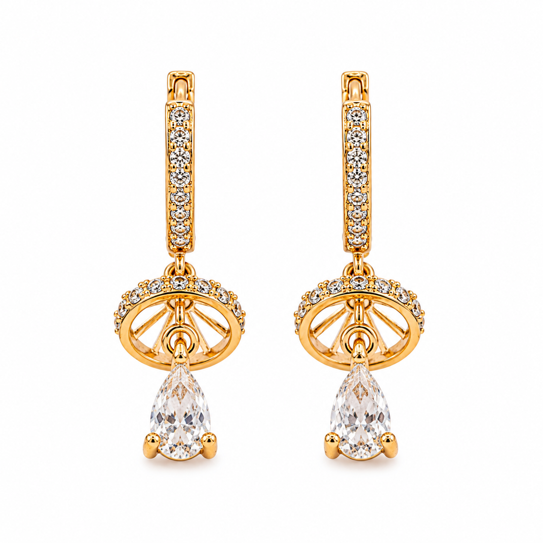 Celestial Teardrop Halo Earrings
