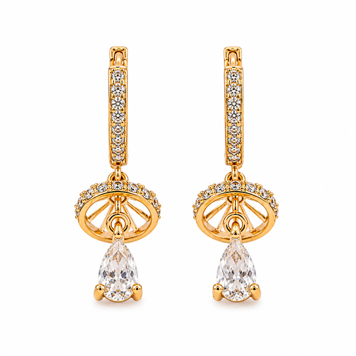 Celestial Teardrop Halo Earrings
