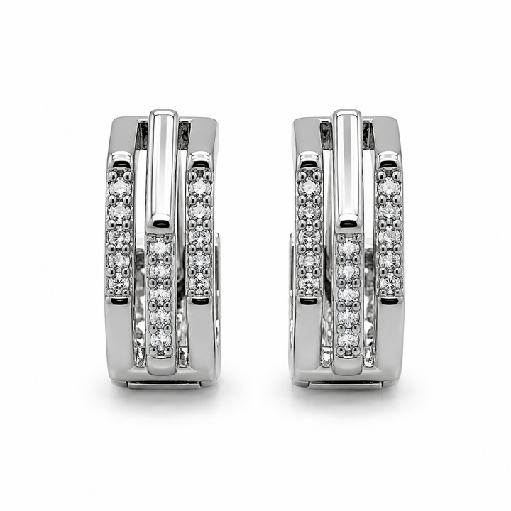 Silver Luxe Triple-Line Hoops