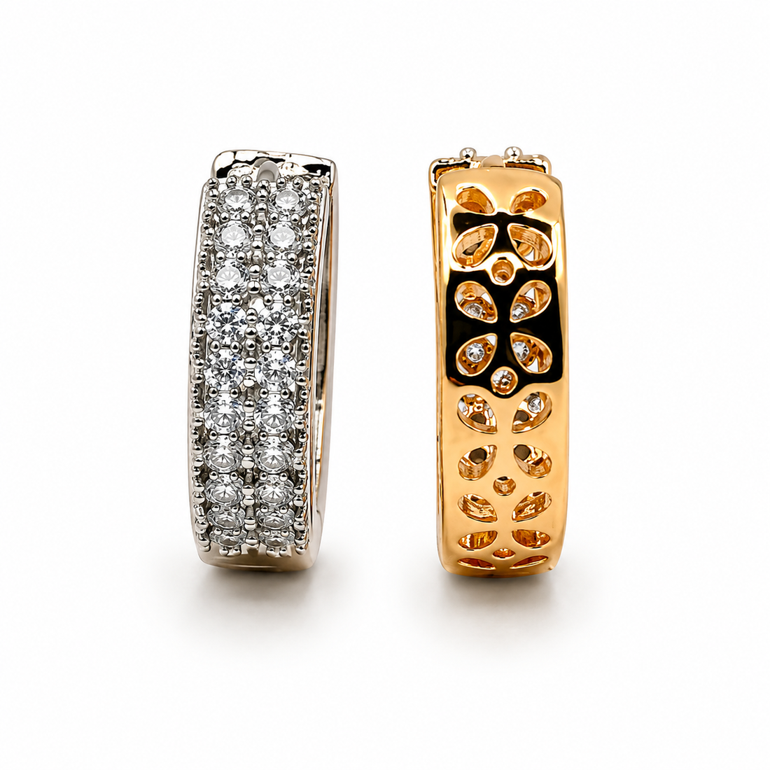 Dual-Tone Crystal Bloom Hoops