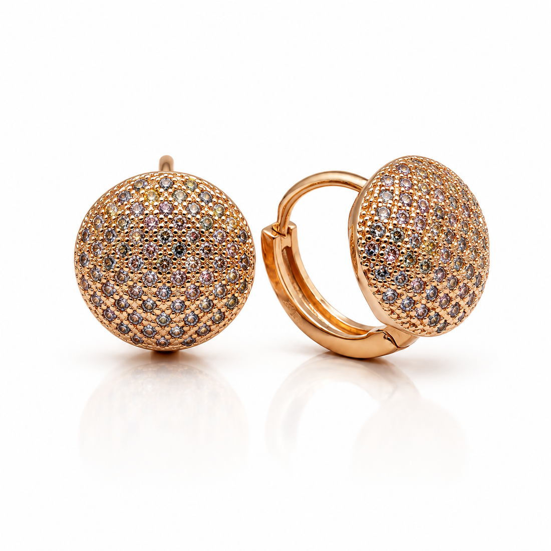 Golden Pavé Orb Hoops