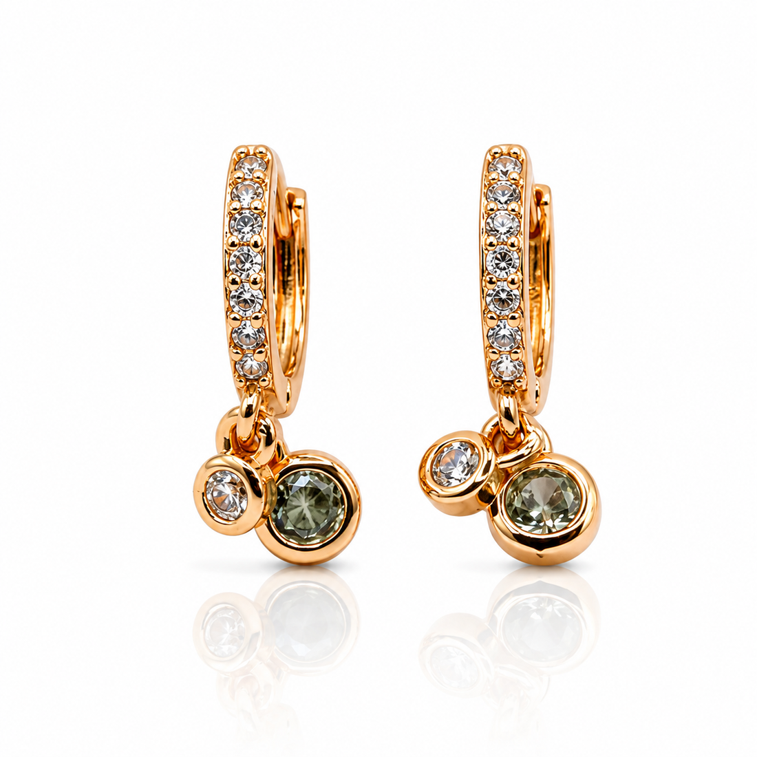 Emerald Aura Crystal Drop Earrings