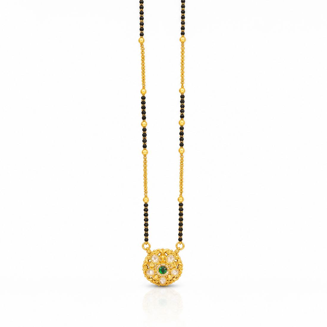 Meher Floral Emerald Mangalsutra