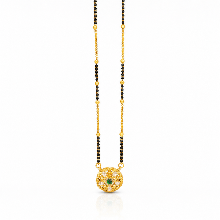 Meher Floral Emerald Mangalsutra