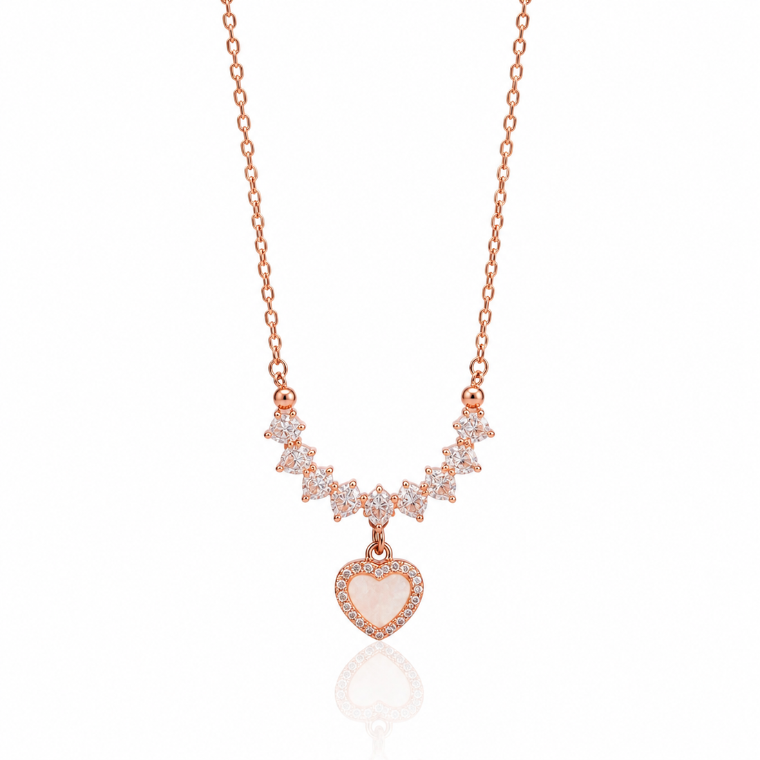 Amoura Heart Crystal Drop Pendant Chain