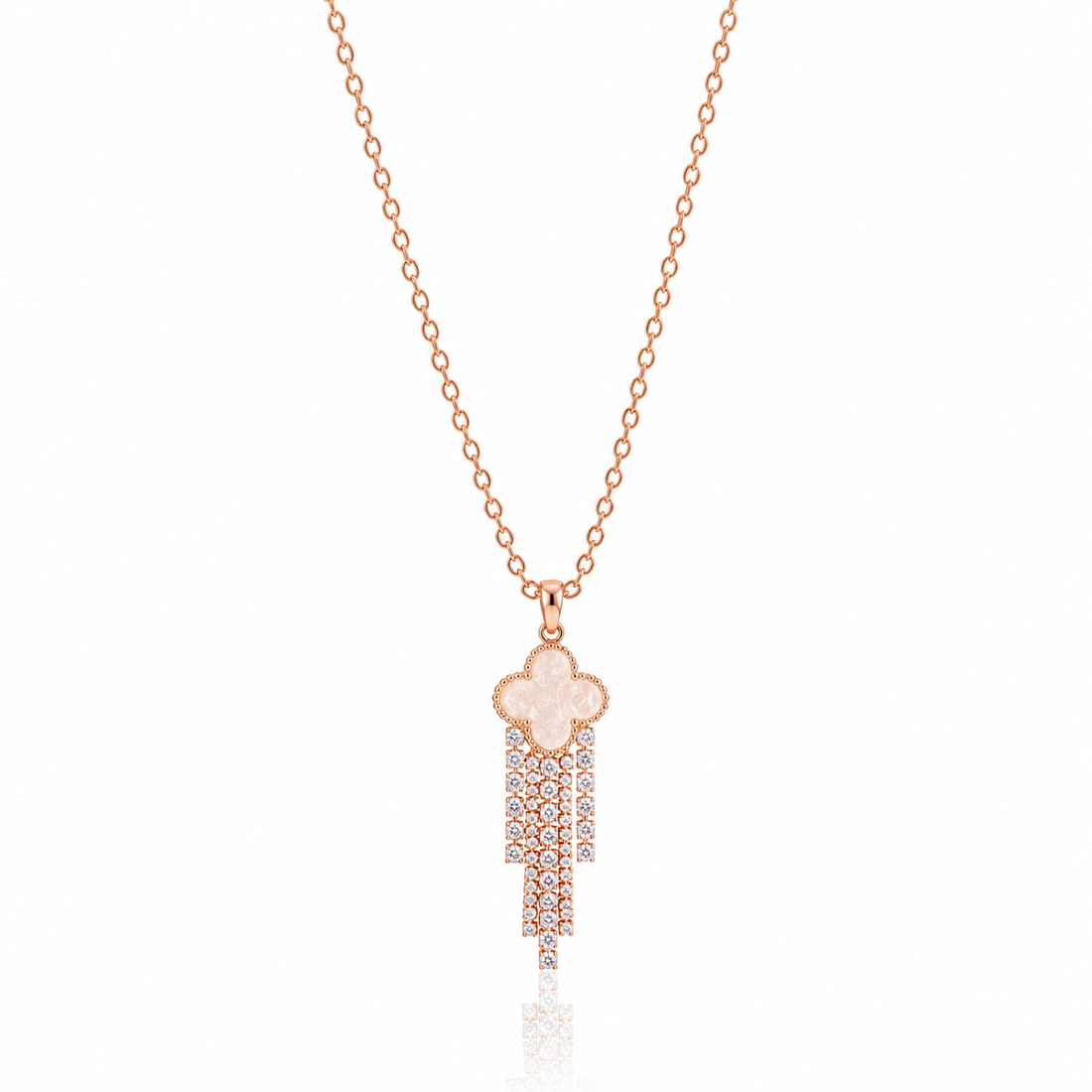 Lucky Clover Crystal Tassel Pendant Chain