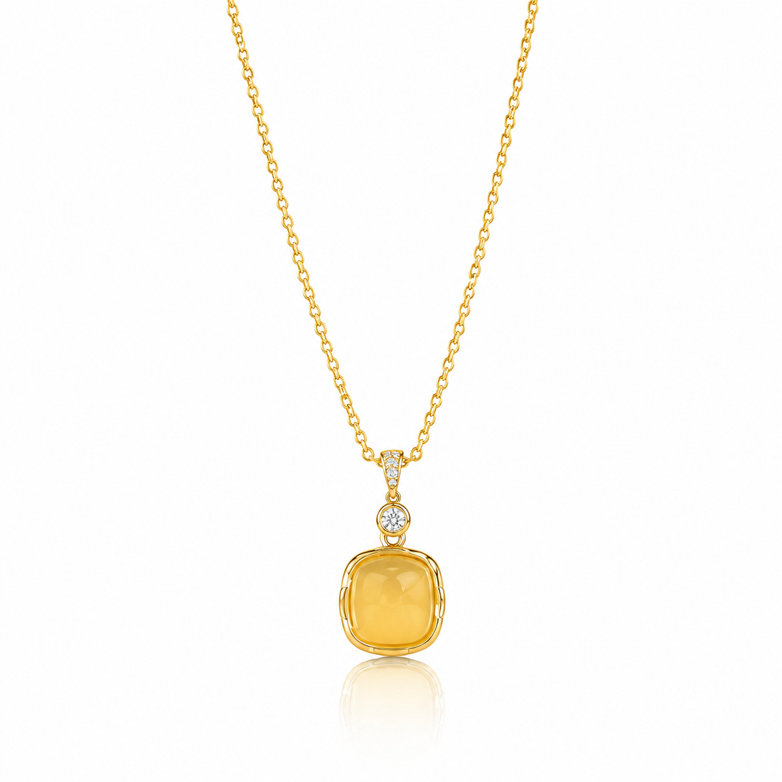 Amber Glow Solitaire Pendant Chain