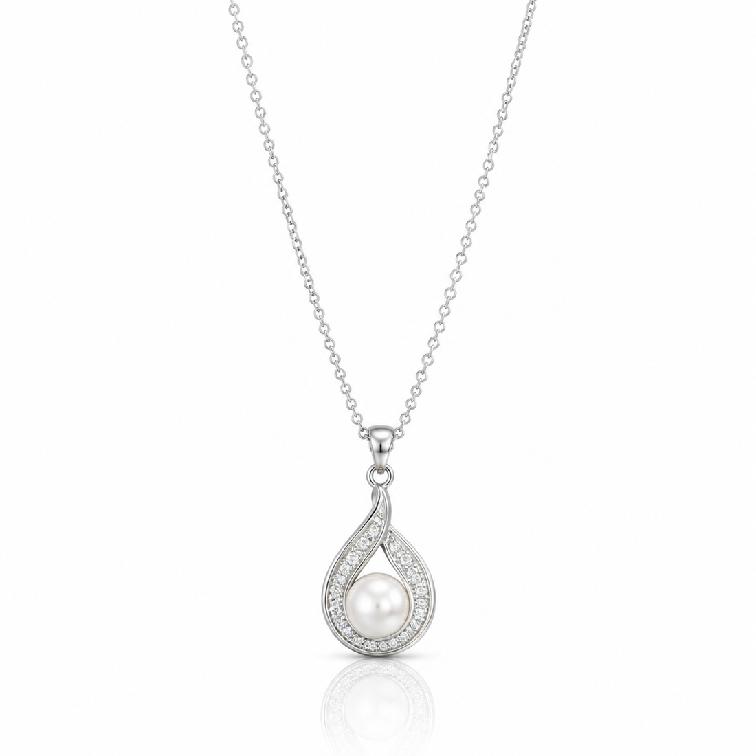 Pearl Halo Teardrop Pendant Chain