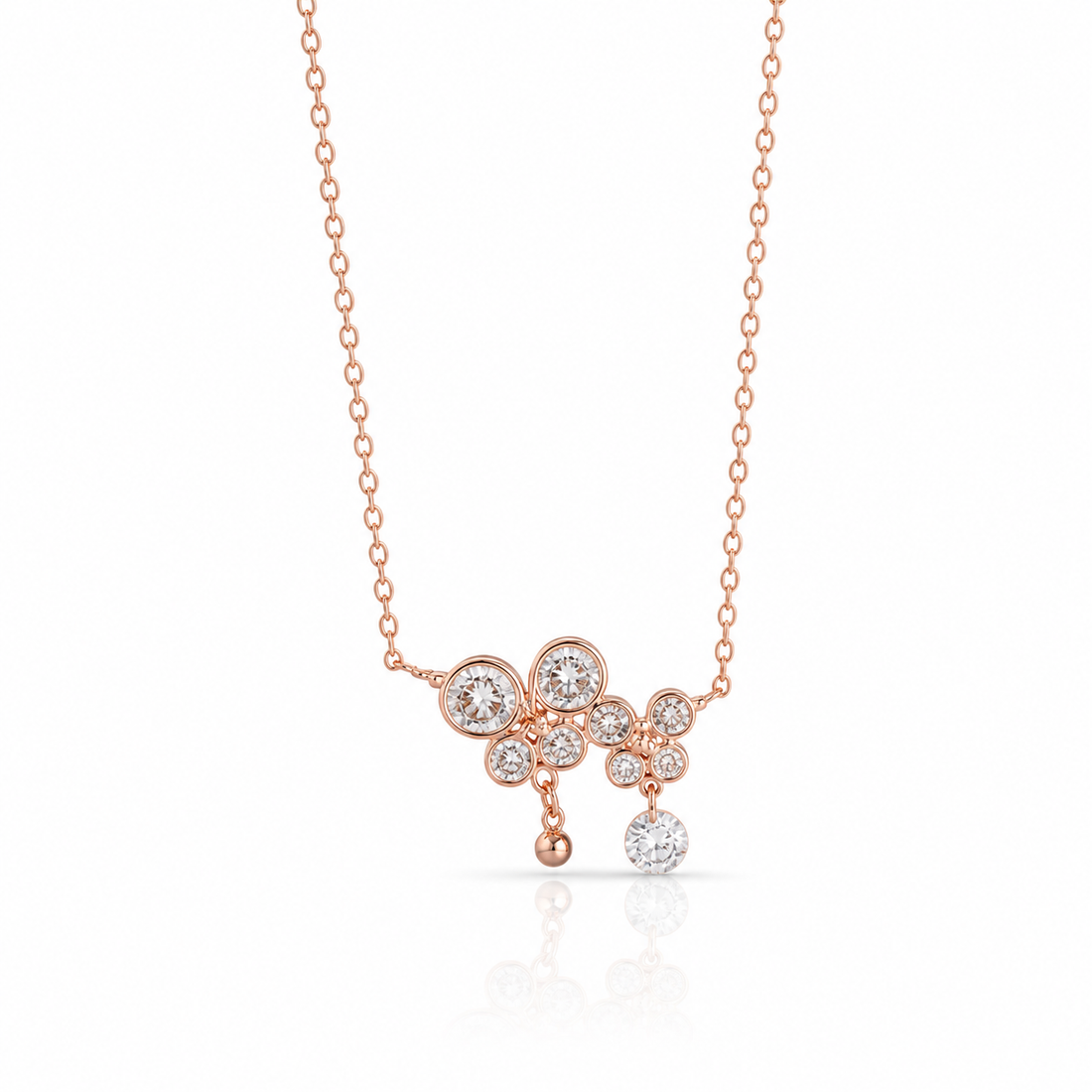 Rose Aura Crystal Cluster Pendant Chain