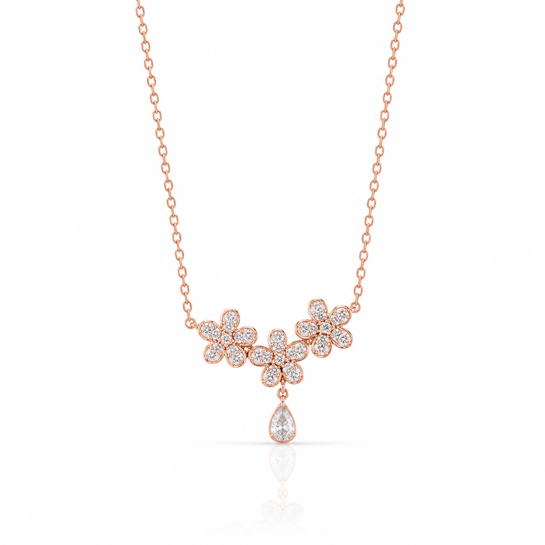 Blooming Rose Crystal Drop Pendant Chain