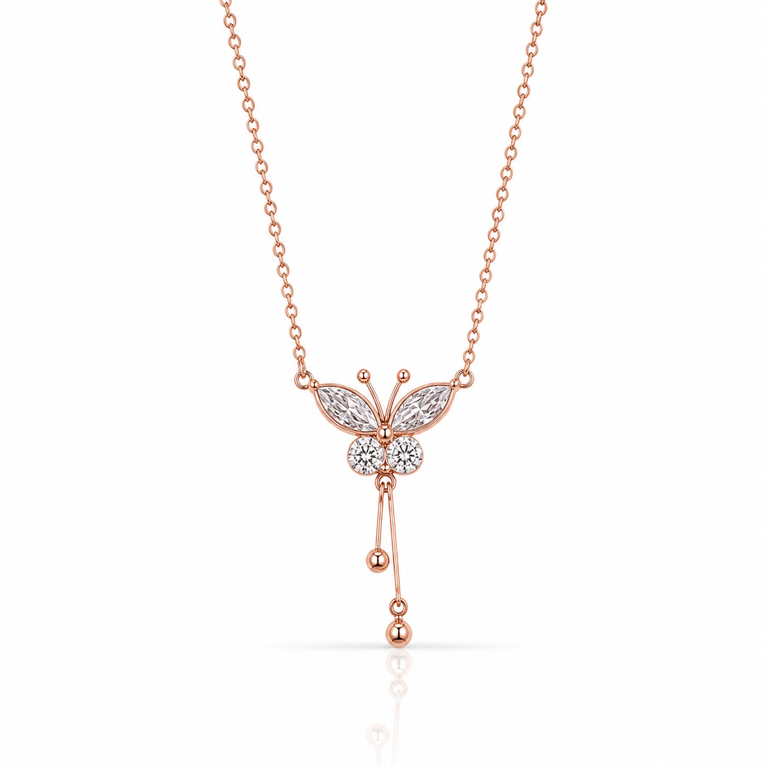 Fluttering Crystal Butterfly Pendant Chain