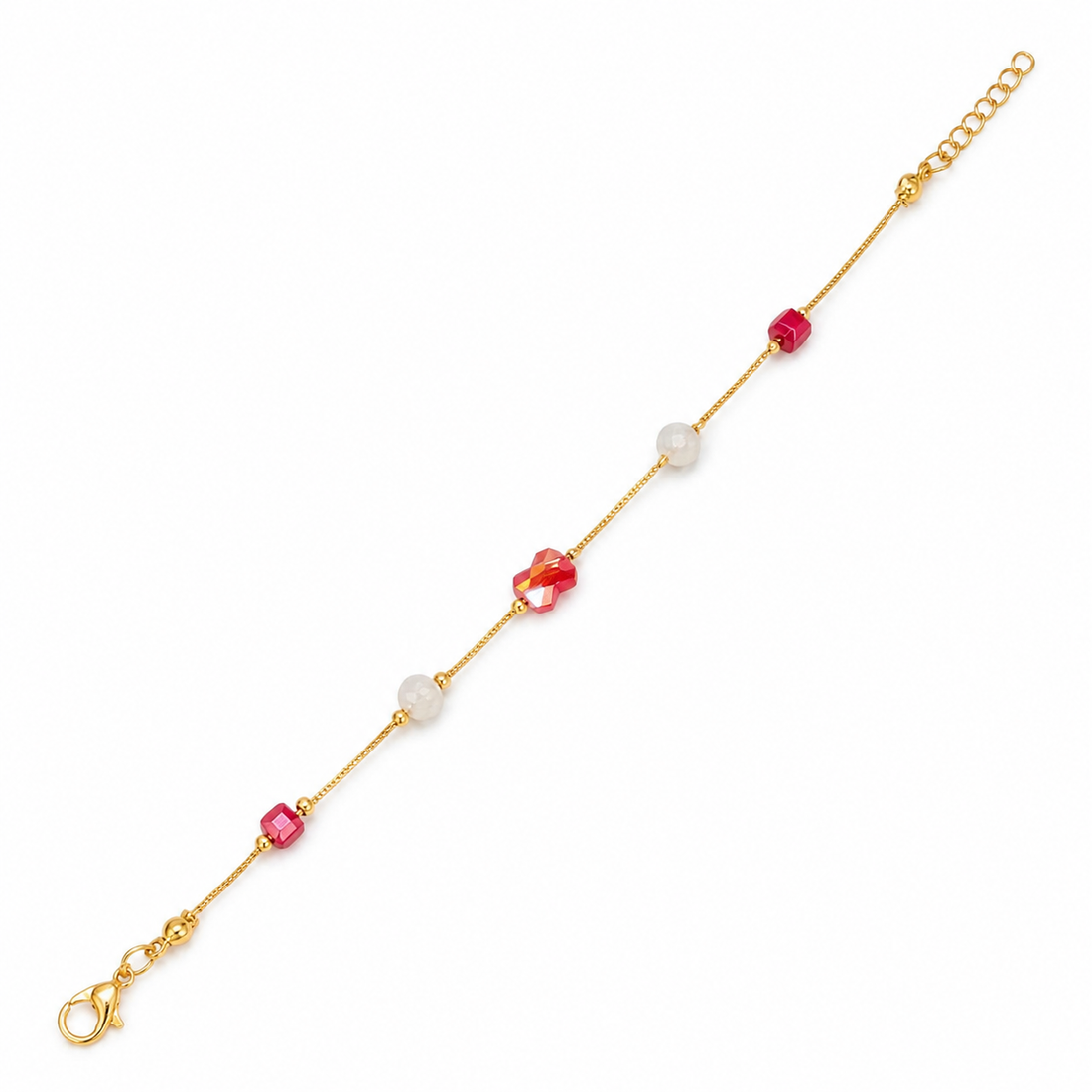 Ruby Petal Charm Bracelet