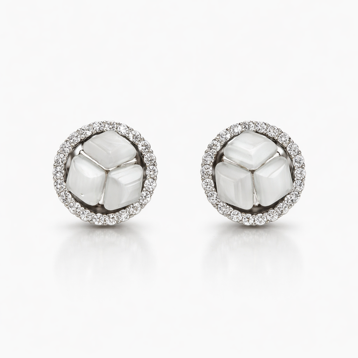 Moonstone Halo Studs