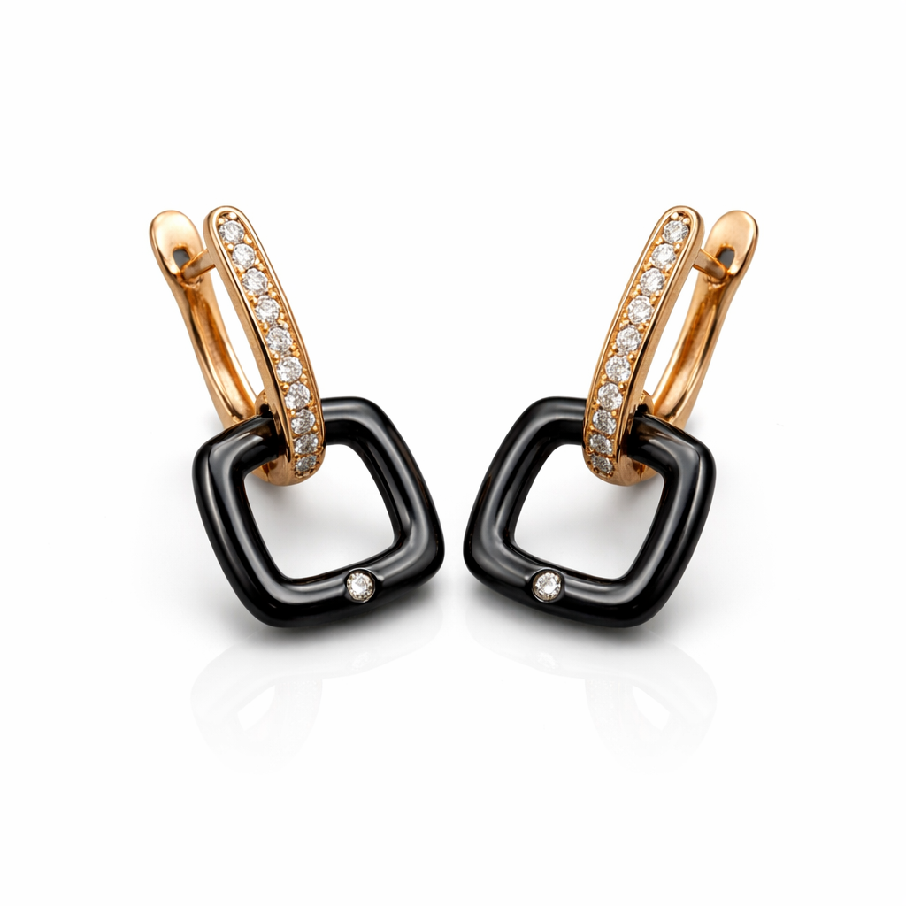 "Obsidian Elegance Hoop Earrings"