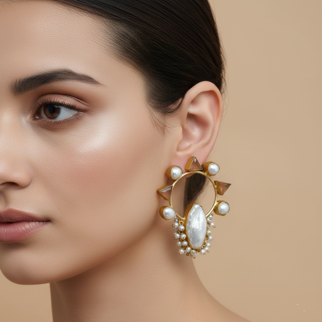 "Sun Halo Mother of Pearl Earrings"