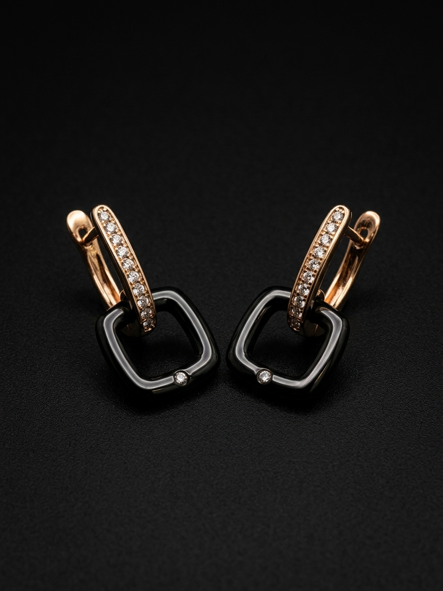 "Obsidian Elegance Hoop Earrings"