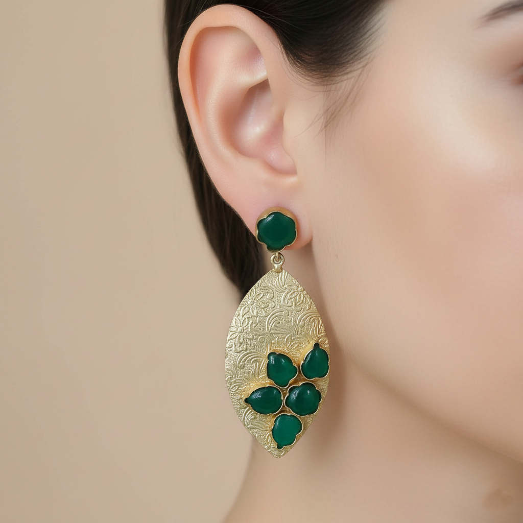 Petal Etch Leaf Earrings