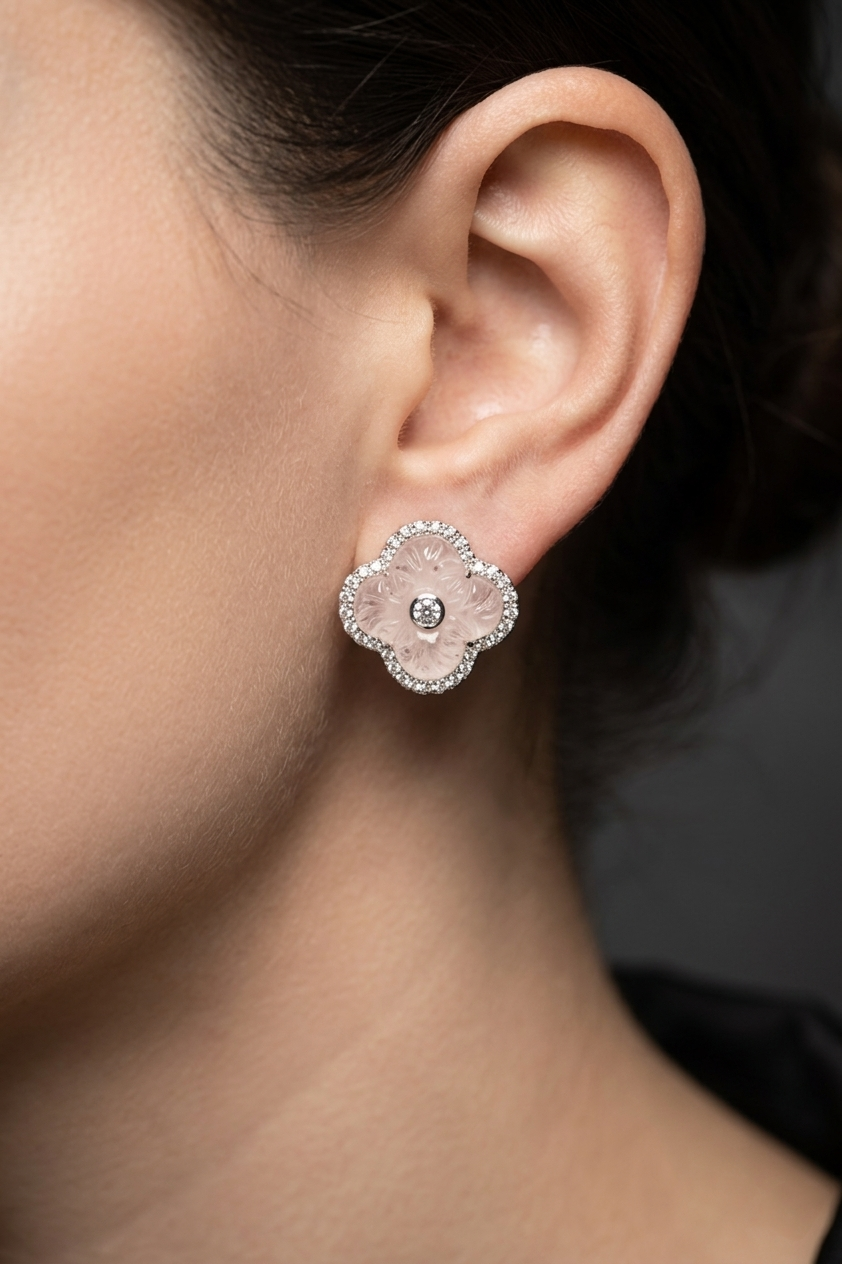 Crystal Petal Charm Earrings