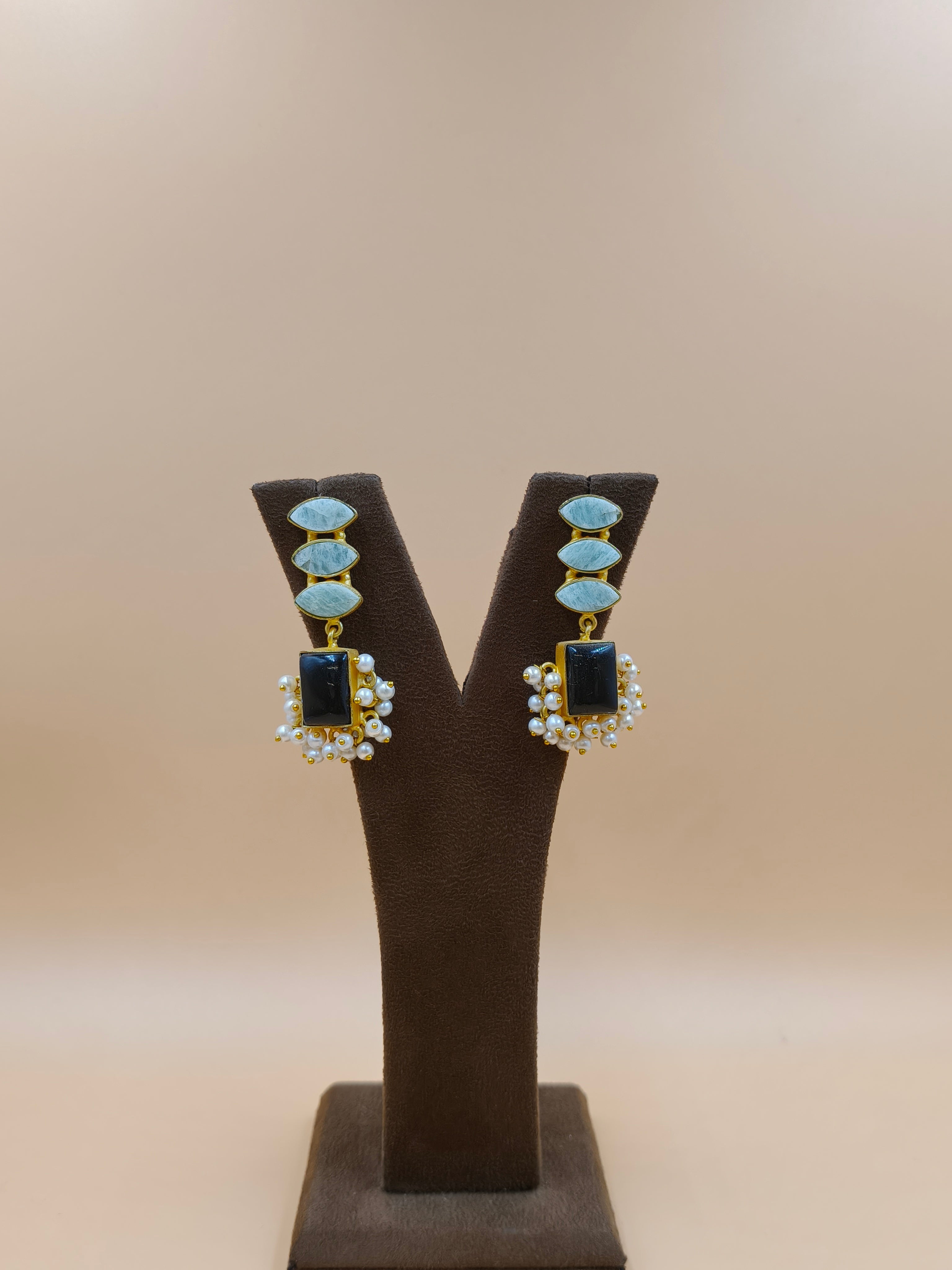 Bold Black & Blue Statement Earrings