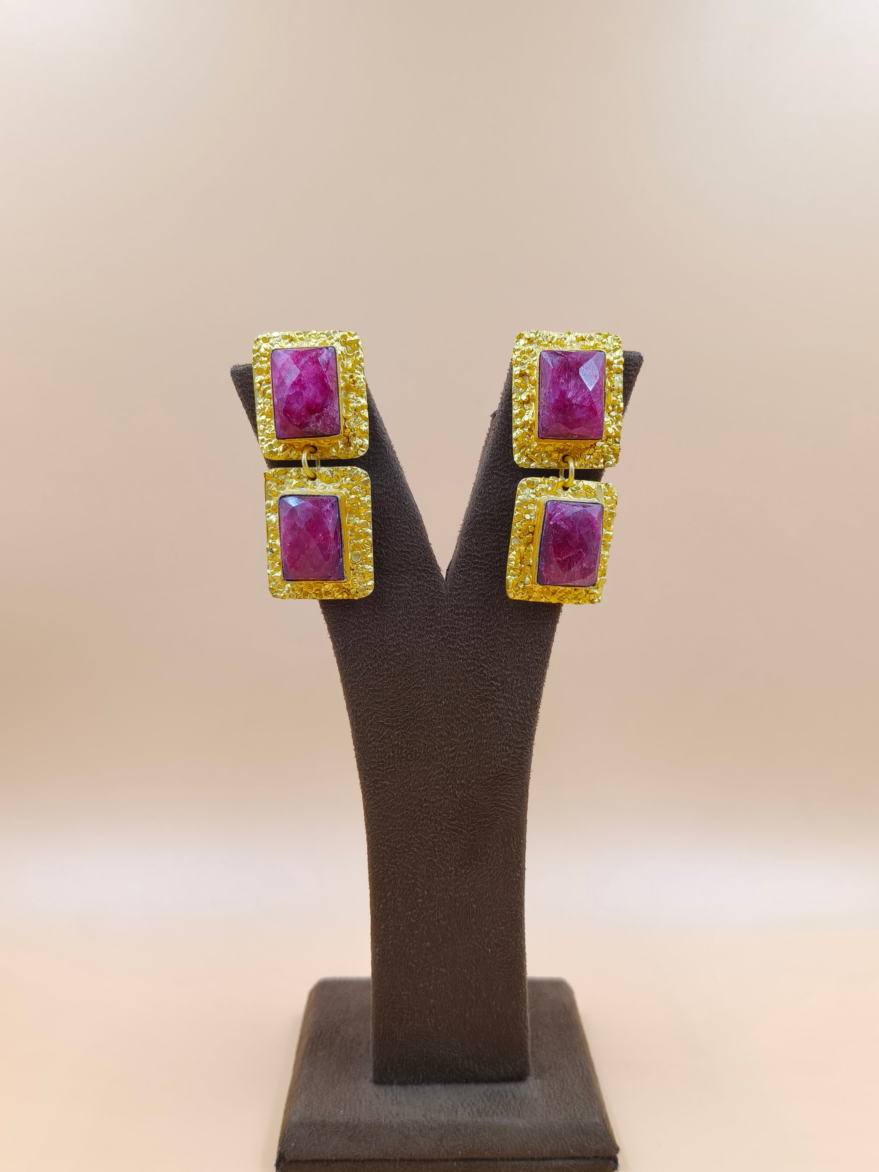 Regal Ruby Drop Earrings