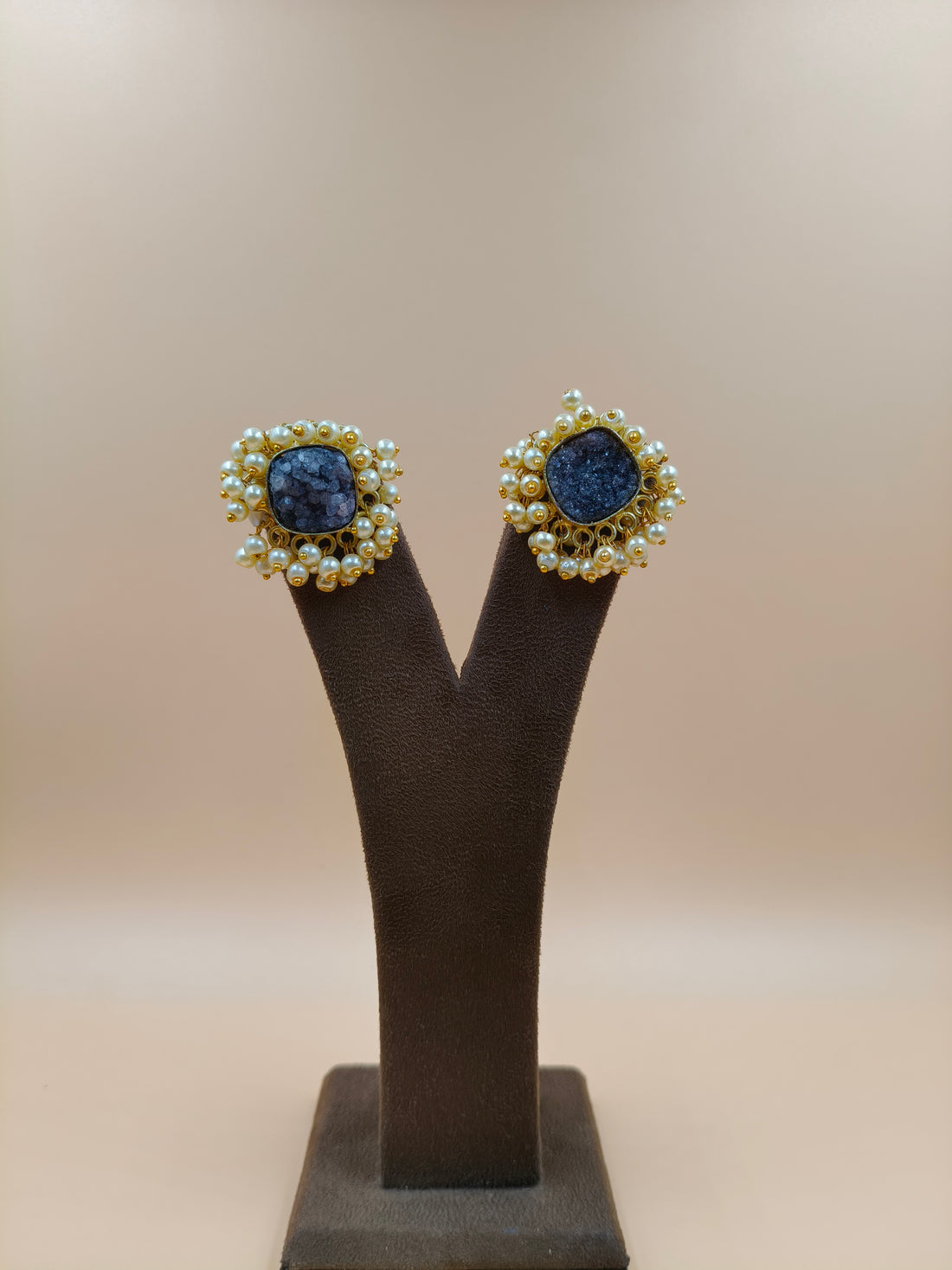 Midnight Royale Pearl Cluster Earrings"