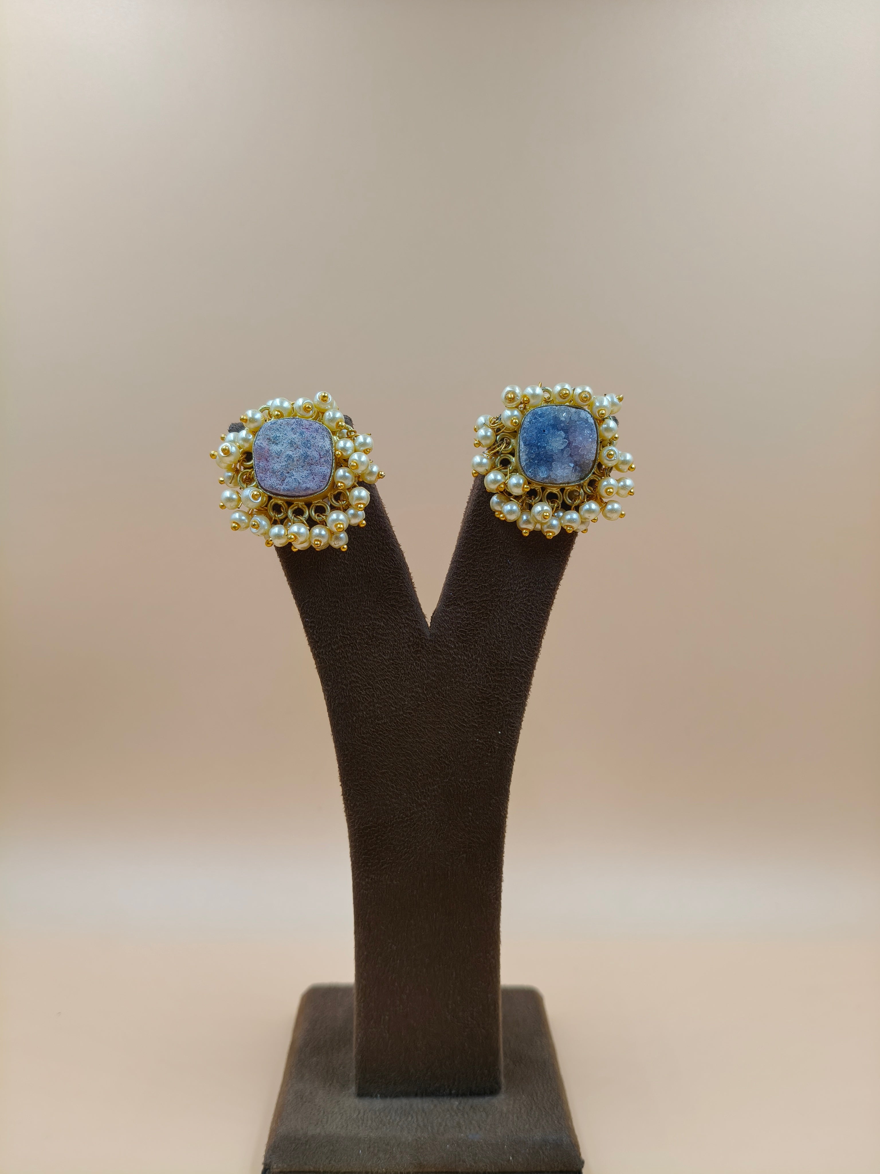 Midnight Royale Pearl Cluster Earrings"