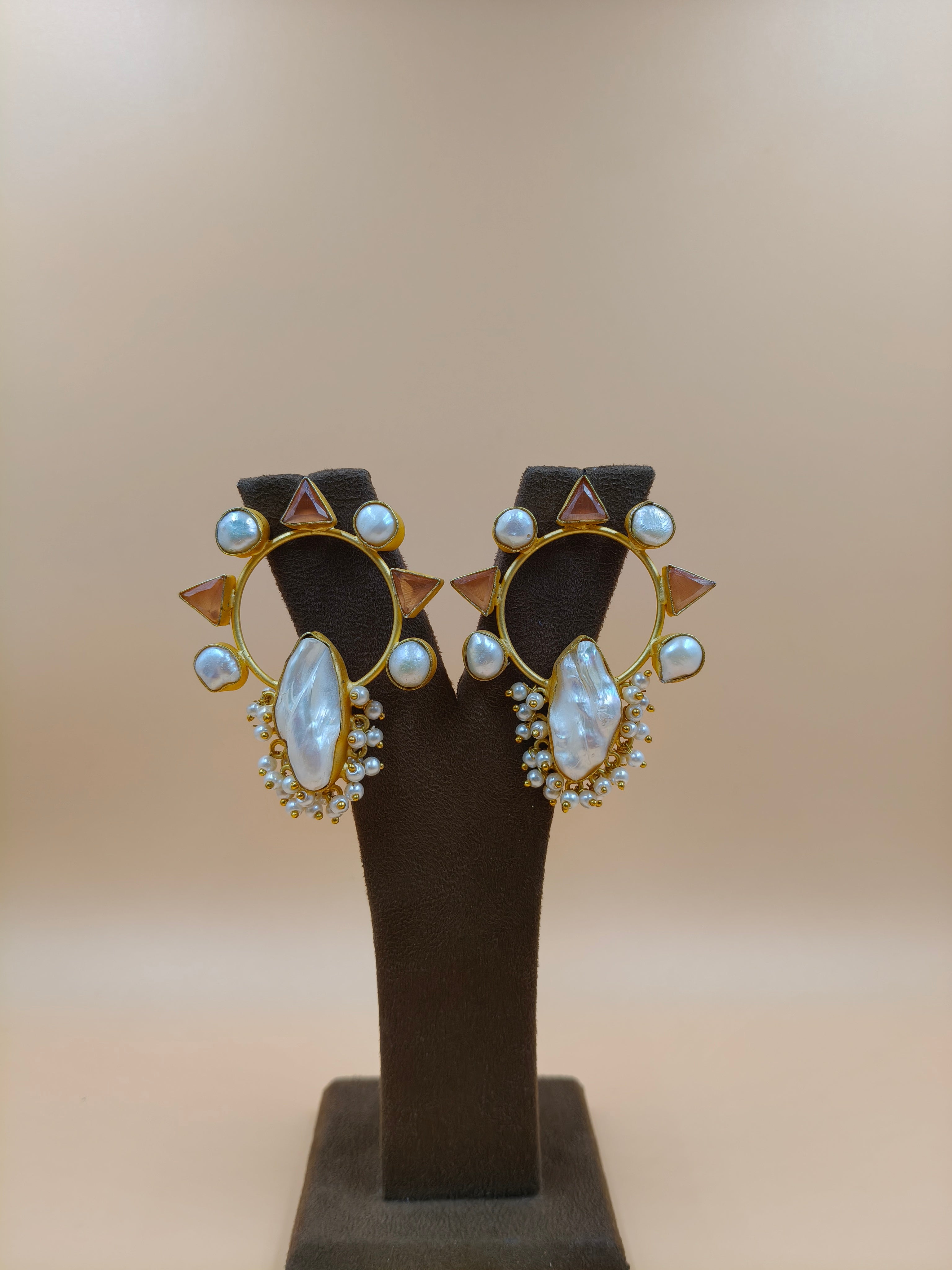 "Sun Halo Mother of Pearl Earrings"  Description: