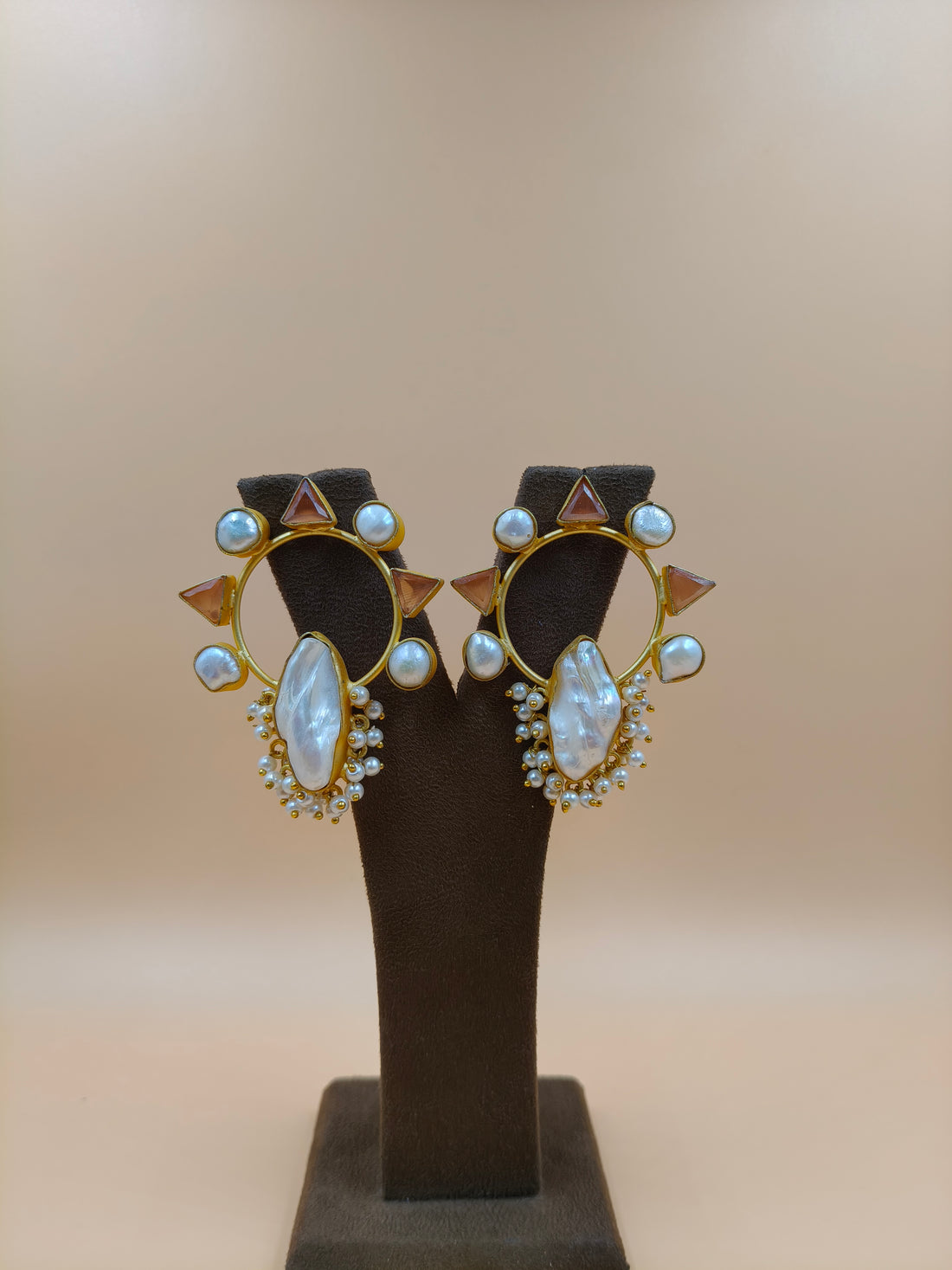 "Sun Halo Mother of Pearl Earrings"  Description: