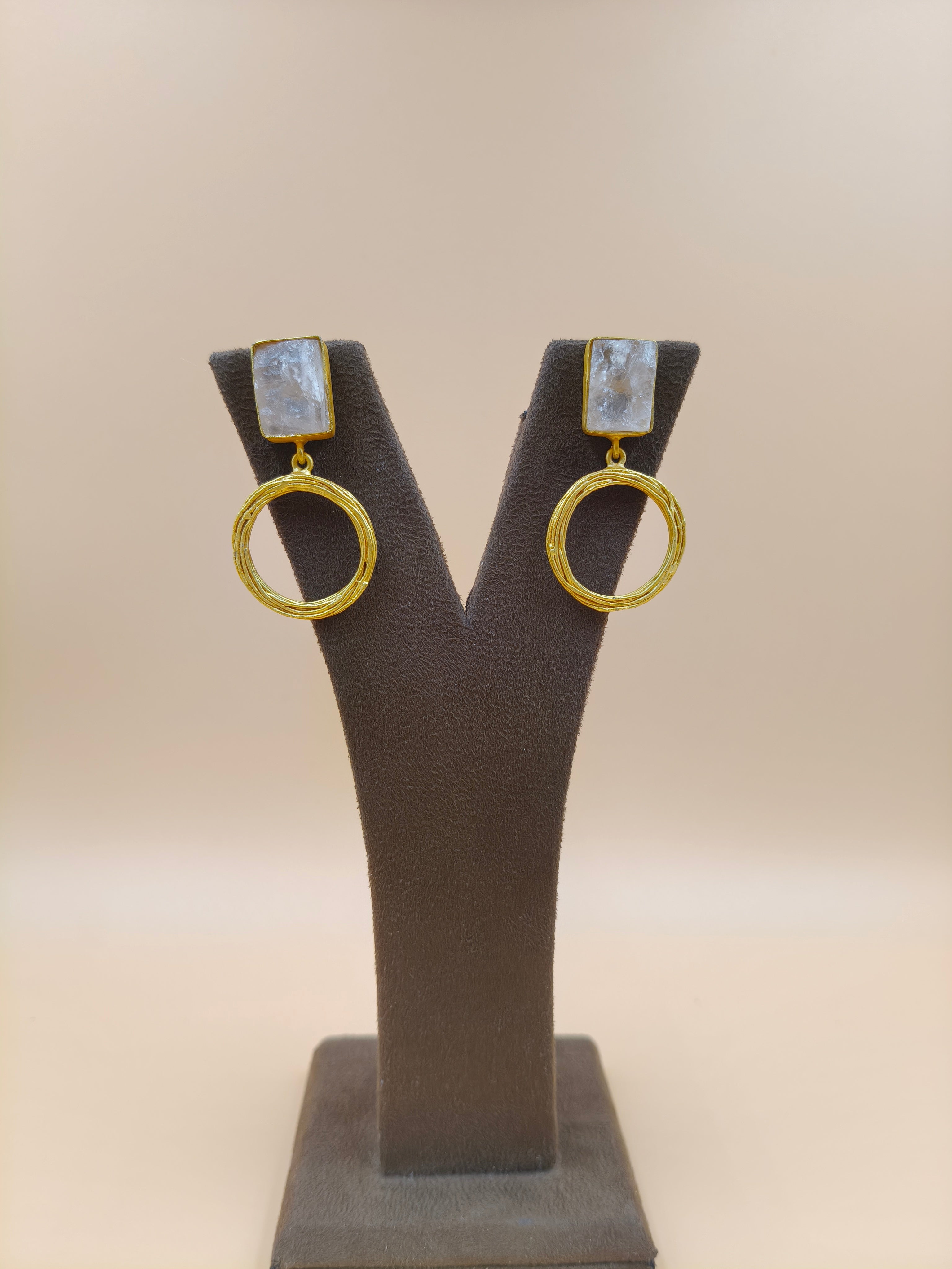 Golden Orbit Raw Stone Earrings