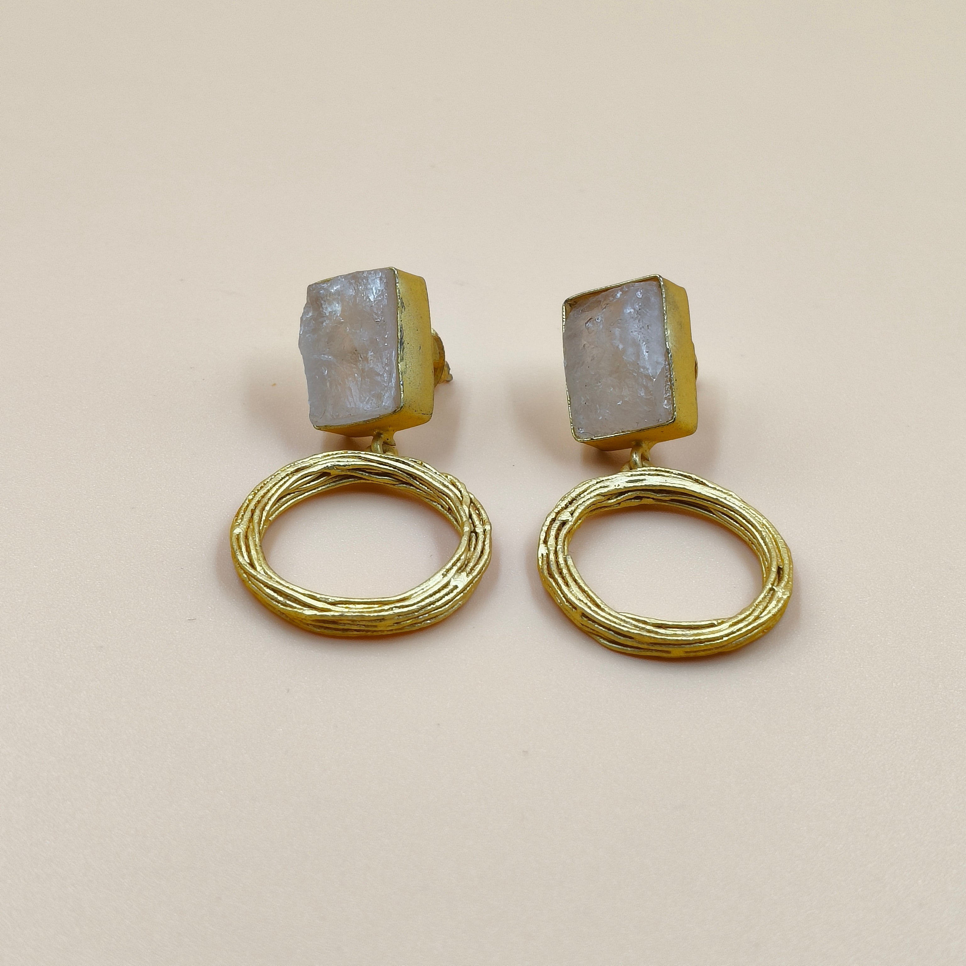 Golden Orbit Raw Stone Earrings