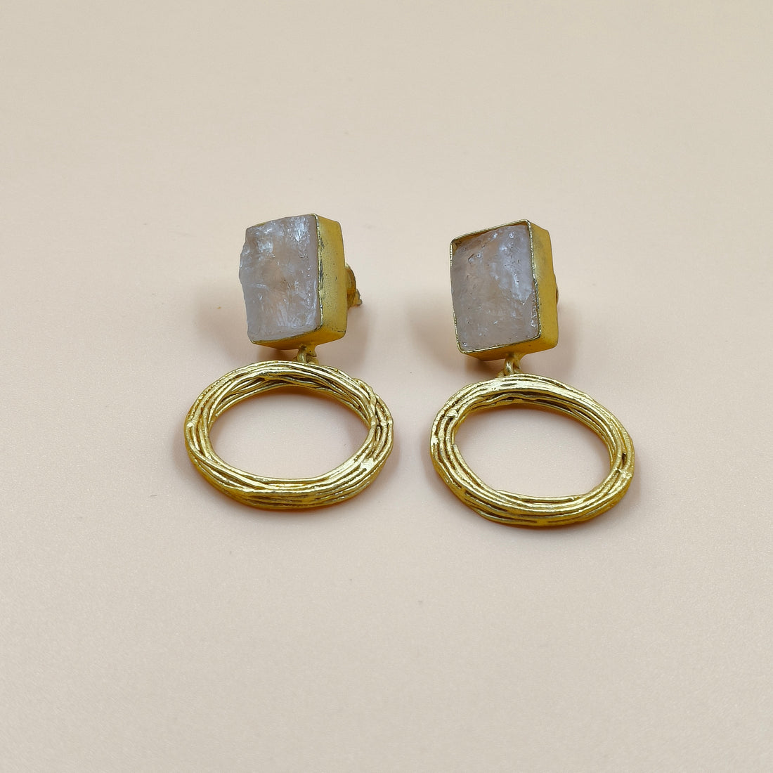 Golden Orbit Raw Stone Earrings
