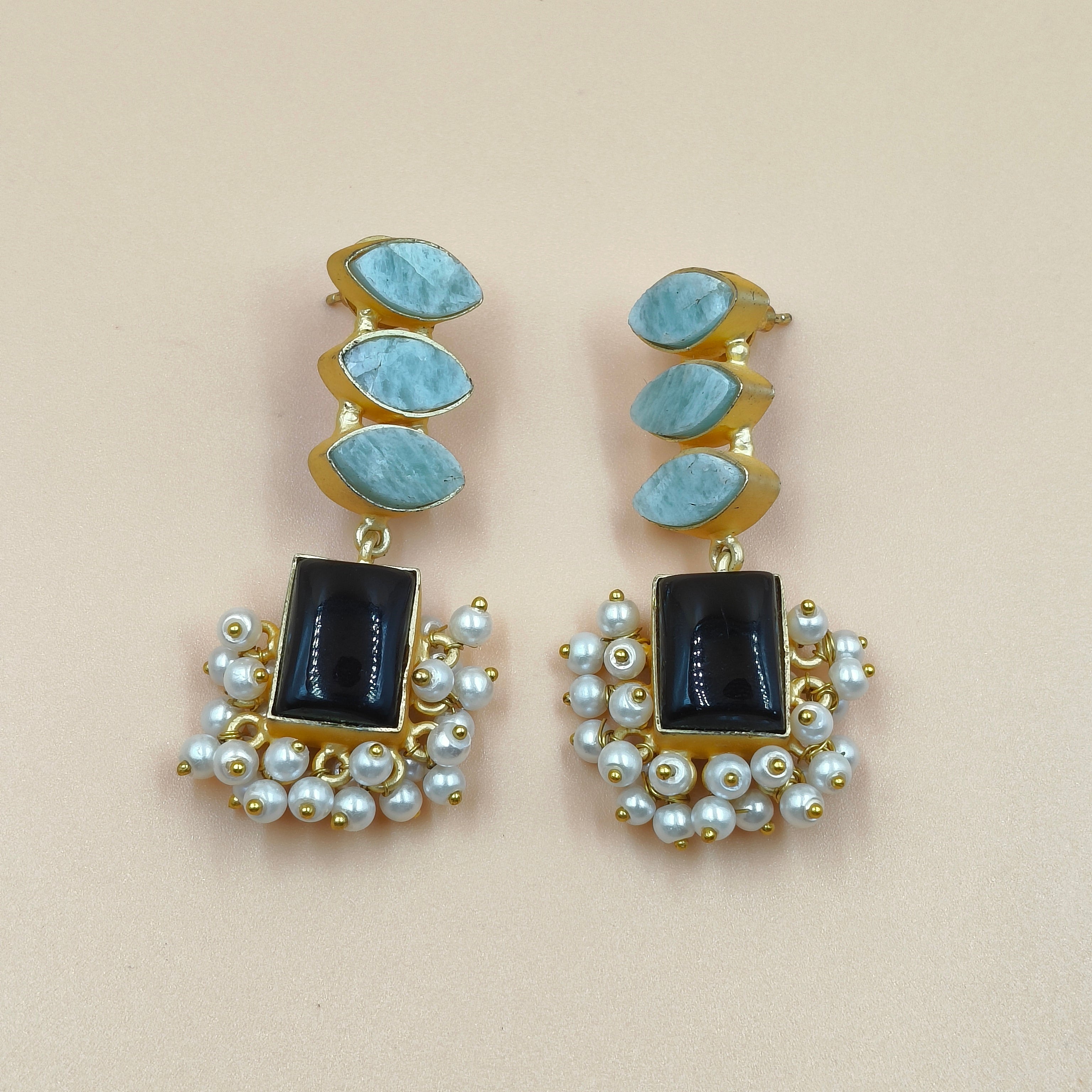Bold Black & Blue Statement Earrings
