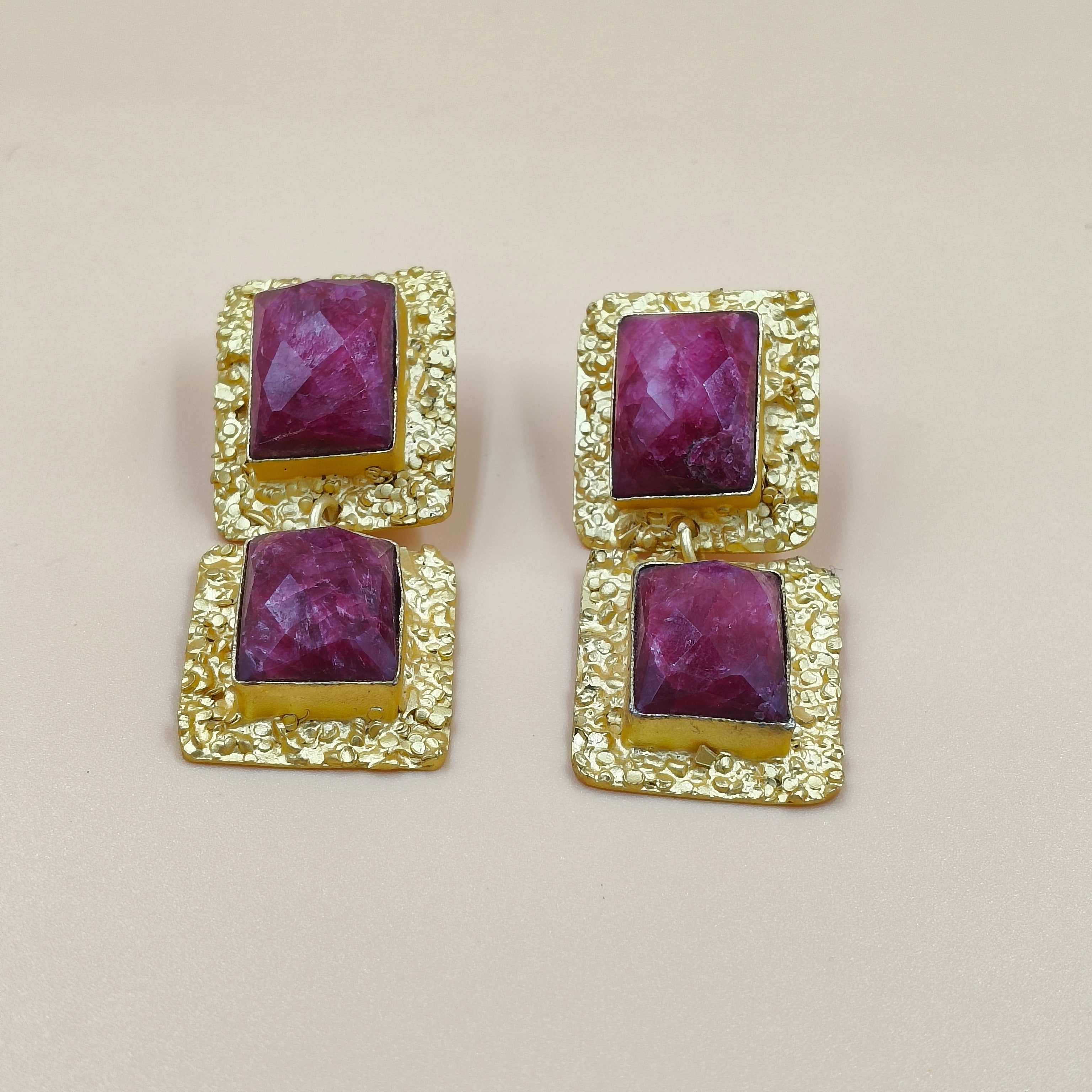 Regal Ruby Drop Earrings