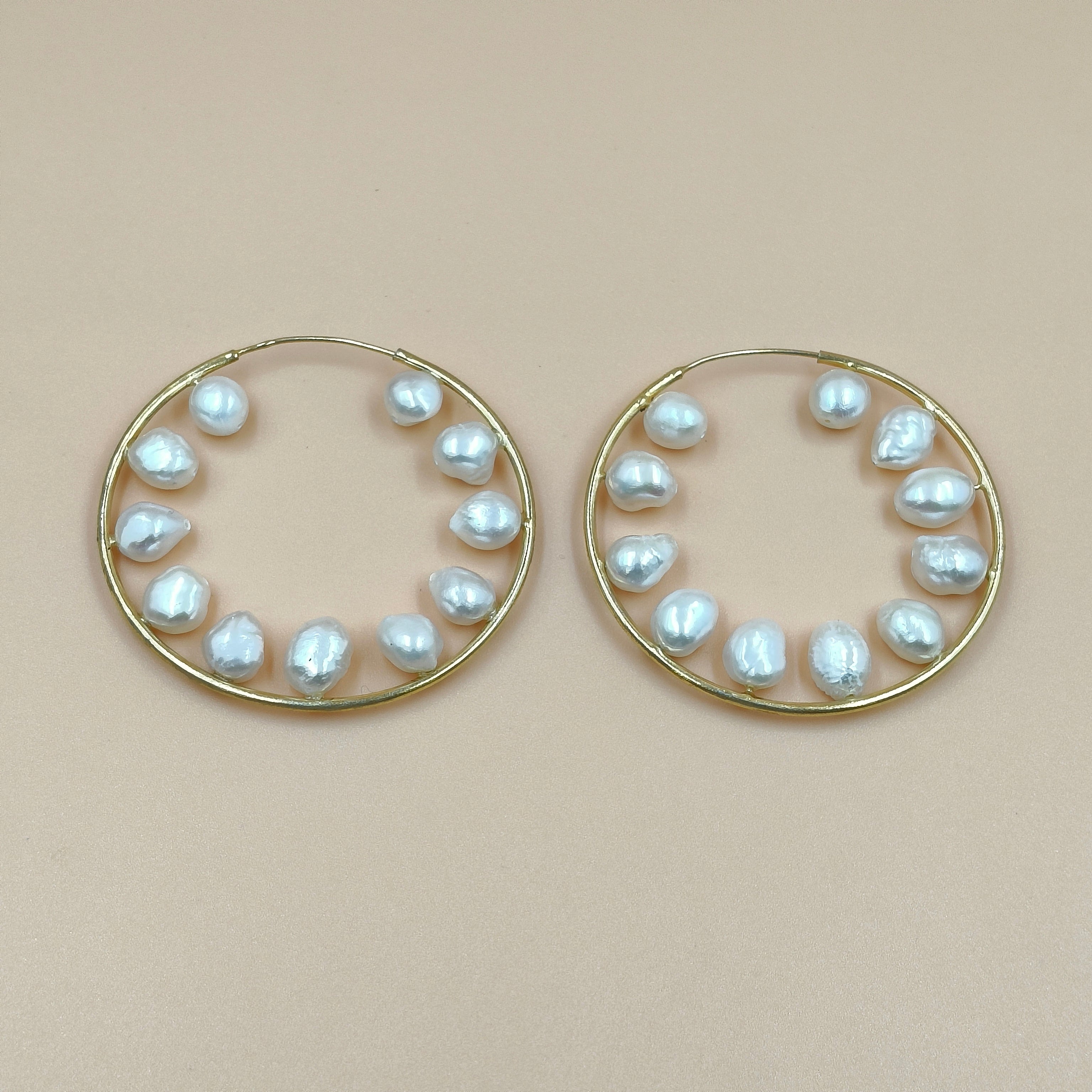 Pearl Pop Hoop Earrings