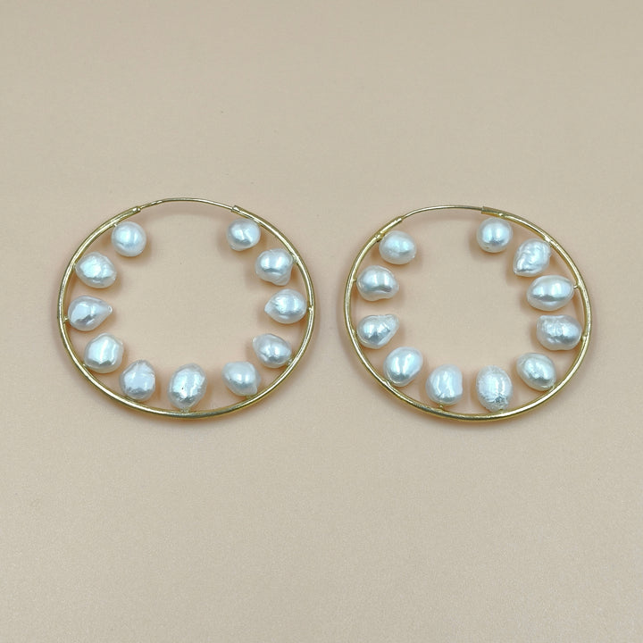 Pearl Pop Hoop Earrings