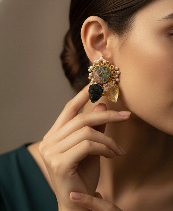 “Bhoomi Handcrafted Gemstone Earrings”
