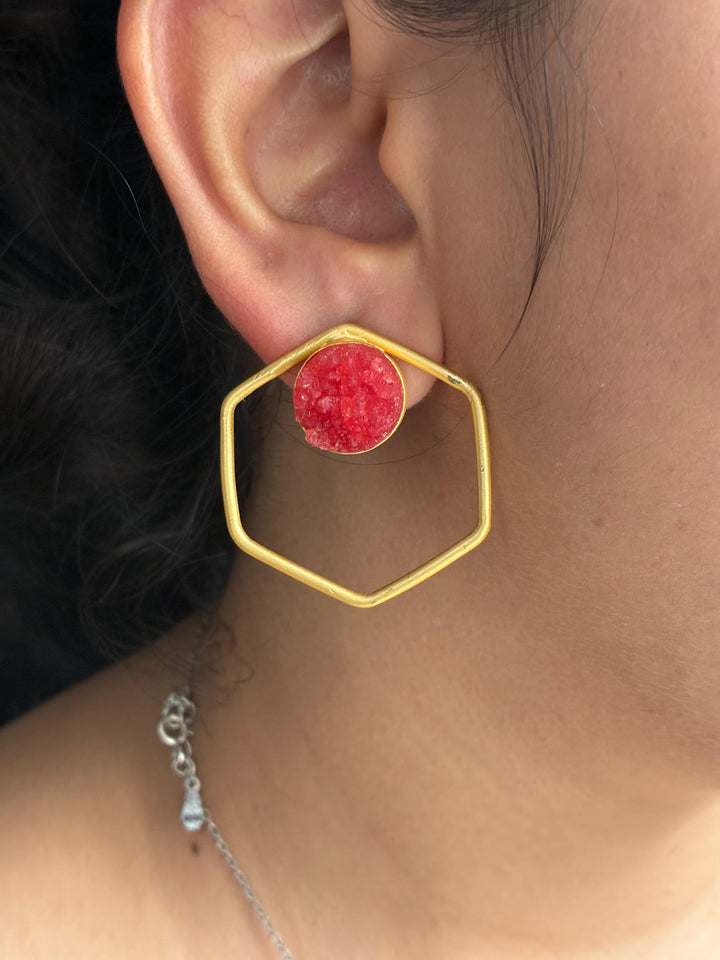 Pink Prism Hoops
