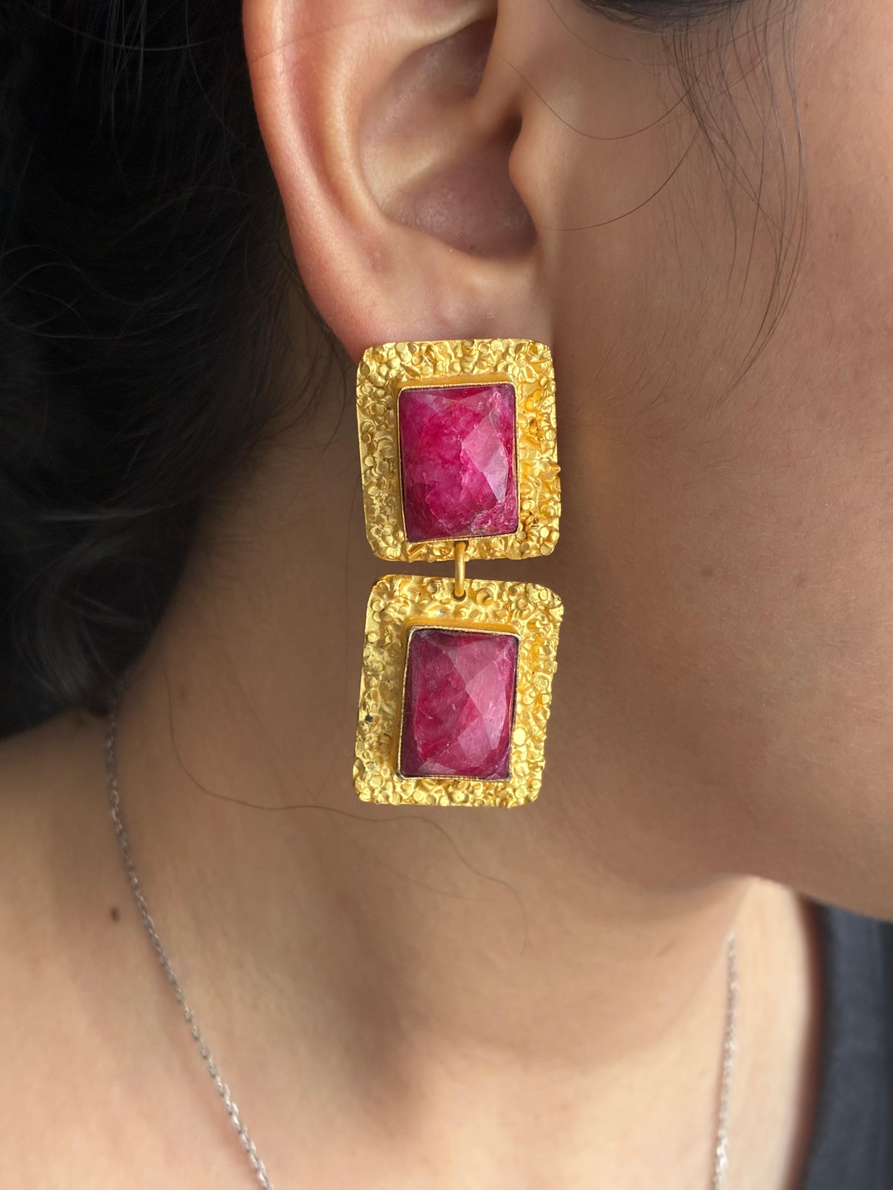Regal Ruby Drop Earrings