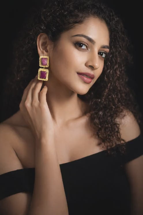 Regal Ruby Drop Earrings
